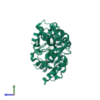 PDB entry 5u2p coloured by chain, side view.