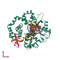 PDB entry 5u2r coloured by chain, front view.