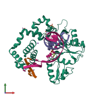 PDB entry 5u2s coloured by chain, front view.