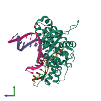 PDB entry 5u2s coloured by chain, side view.