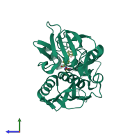 PDB entry 5u39 coloured by chain, side view.