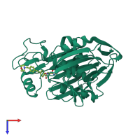 PDB entry 5u39 coloured by chain, top view.