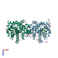 PDB entry 5u3q coloured by chain, top view.