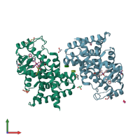 PDB entry 5u3r coloured by chain, front view.
