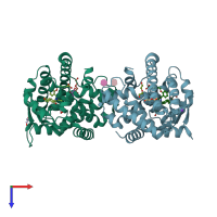 PDB entry 5u3s coloured by chain, top view.