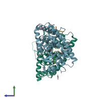 PDB entry 5u3t coloured by chain, side view.