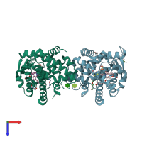 PDB entry 5u3v coloured by chain, top view.