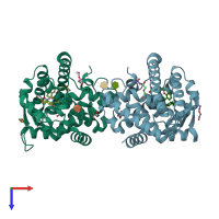 PDB entry 5u3z coloured by chain, top view.