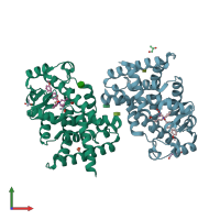 PDB entry 5u42 coloured by chain, front view.