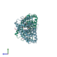 PDB entry 5u45 coloured by chain, side view.