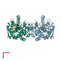 PDB entry 5u46 coloured by chain, top view.