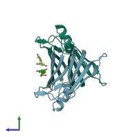 PDB entry 5u48 coloured by chain, side view.