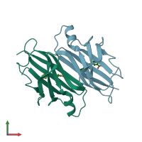 PDB entry 5u4d coloured by chain, front view.