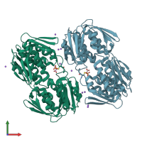 PDB entry 5u4h coloured by chain, front view.