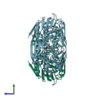 PDB entry 5u4h coloured by chain, side view.