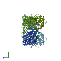 PDB entry 5u4x coloured by chain, side view.