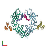 PDB entry 5u4y coloured by chain, front view.