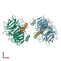 PDB entry 5u62 coloured by chain, front view.