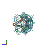 PDB entry 5u62 coloured by chain, side view.