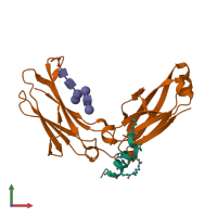 PDB entry 5u66 coloured by chain, front view.