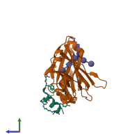 PDB entry 5u66 coloured by chain, side view.