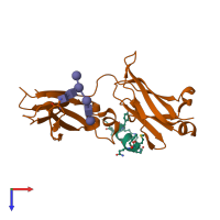 PDB entry 5u66 coloured by chain, top view.