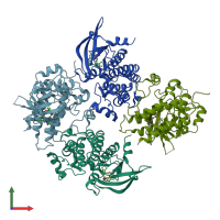 PDB entry 5u6b coloured by chain, front view.