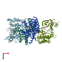 PDB entry 5u6b coloured by chain, top view.
