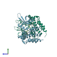 PDB entry 5u6c coloured by chain, side view.