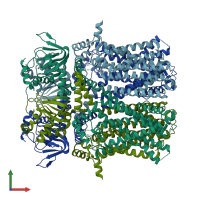 PDB entry 5u6o coloured by chain, front view.