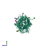 PDB entry 5u74 coloured by chain, side view.