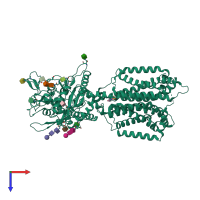 PDB entry 5u74 coloured by chain, top view.