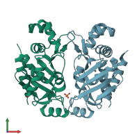 PDB entry 5u7a coloured by chain, front view.