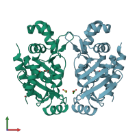 PDB entry 5u7c coloured by chain, front view.