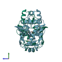 PDB entry 5u7c coloured by chain, side view.