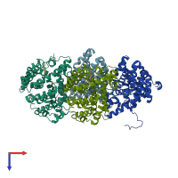 PDB entry 5u7i coloured by chain, top view.