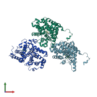 PDB entry 5u7l coloured by chain, front view.