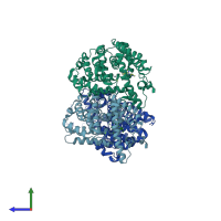 PDB entry 5u7l coloured by chain, side view.