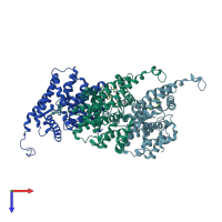 PDB entry 5u7l coloured by chain, top view.