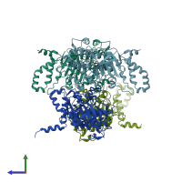 PDB entry 5u7q coloured by chain, side view.