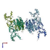 PDB entry 5u7q coloured by chain, top view.