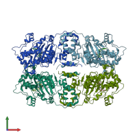 PDB entry 5u7r coloured by chain, front view.