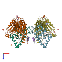 PDB entry 5u7z coloured by chain, top view.