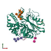 PDB entry 5u81 coloured by chain, front view.