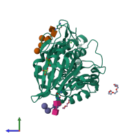 PDB entry 5u81 coloured by chain, side view.