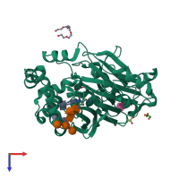 PDB entry 5u81 coloured by chain, top view.