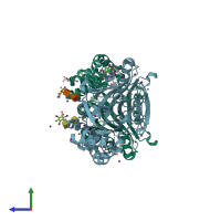 PDB entry 5u84 coloured by chain, side view.