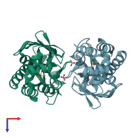 PDB entry 5u88 coloured by chain, top view.