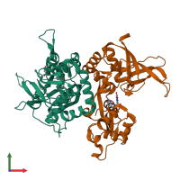 PDB entry 5u8c coloured by chain, front view.