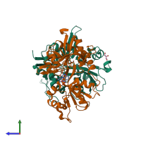 PDB entry 5u8c coloured by chain, side view.